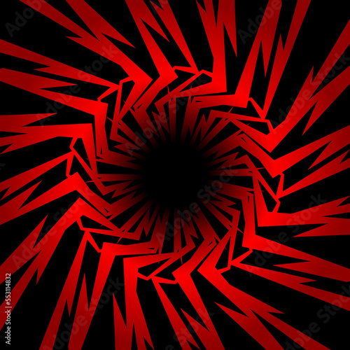 Abstract background with gradient spiral spikes pattern