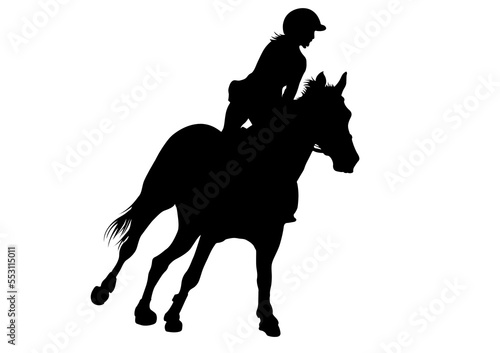 Graphics design silhouette horse racing woman for race isolated white background vector illustration
