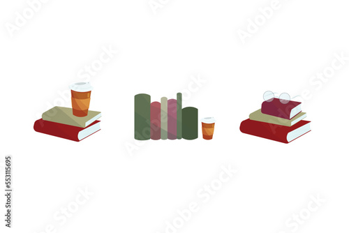 Winter Books story with hot cup of coffee or tea and glasses