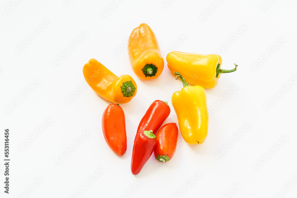 sweet peppers on the white background sweet peppers on the white background