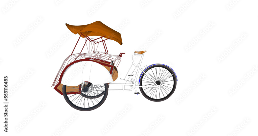 Naklejka premium Vector design of a typical Indonesian rickshaw on a white background