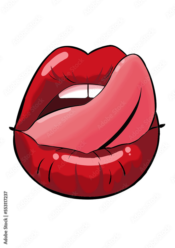 Sexy female lips erotic red lips comic style open mouth fashion sticker