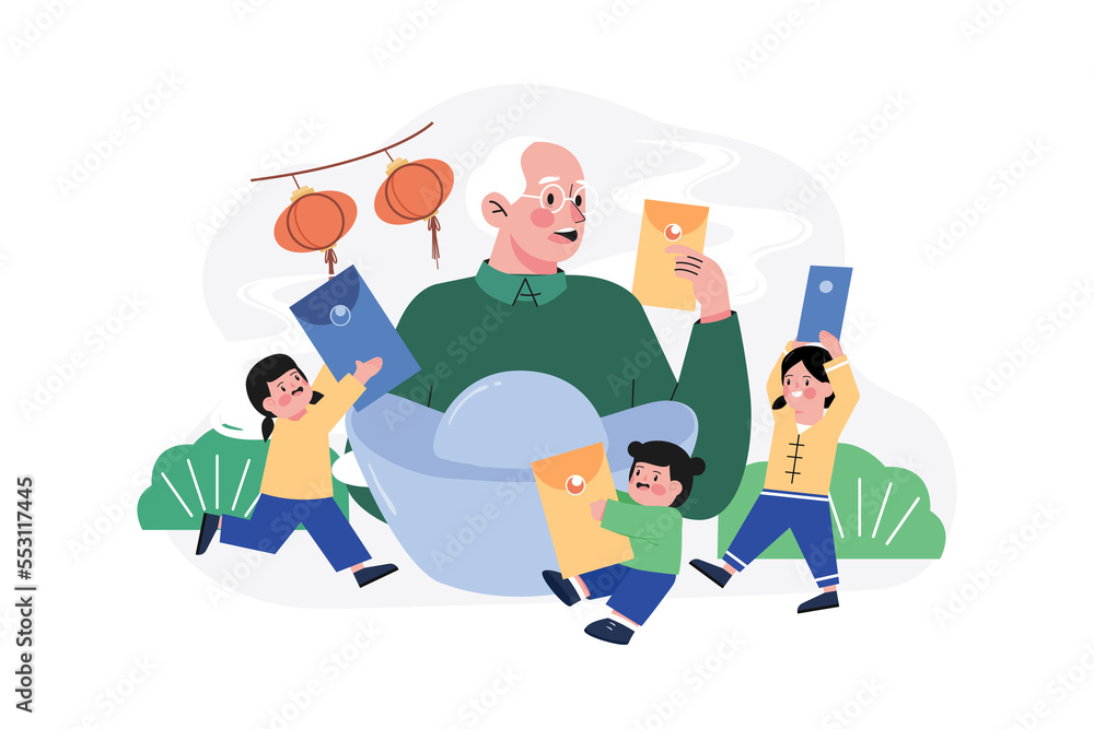 Chinese New Year Illustration concept on white background