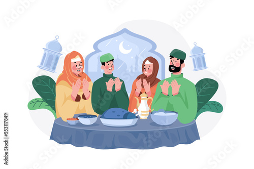 Eid Mubarak Illustration concept on white background