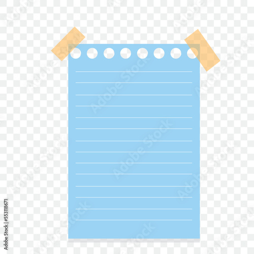 Colorful sticky note on transparent background, vector 