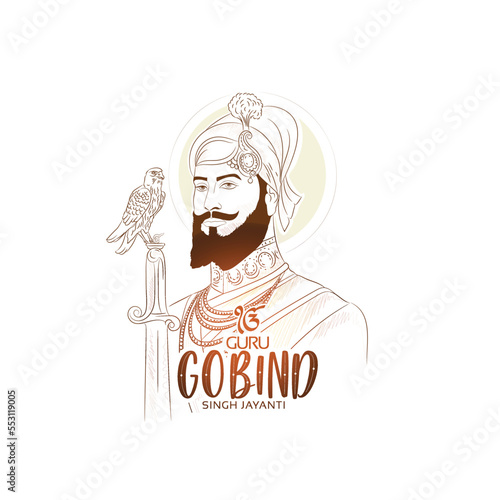 illustration of Happy Guru Gobind Singh Jayanti festival for Sikh celebration background