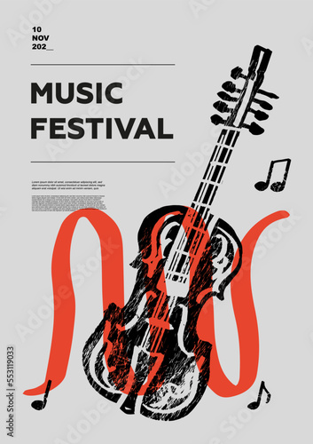 Hardanger fiddle, hardingfele, folk. Music festival poster. String musical instruments. Competition. A set of vector illustrations. Minimalistic design. Banner, flyer, cover, print.