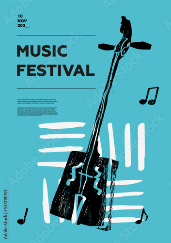 Morin khuur, folk. Music festival poster. String musical instruments. Competition. A set of vector illustrations. Minimalistic design. Banner, flyer, cover, print.