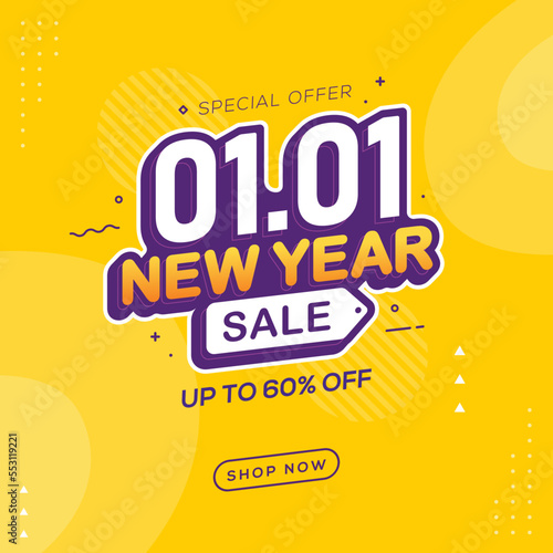 New Year sale discount banner template promotion design for business