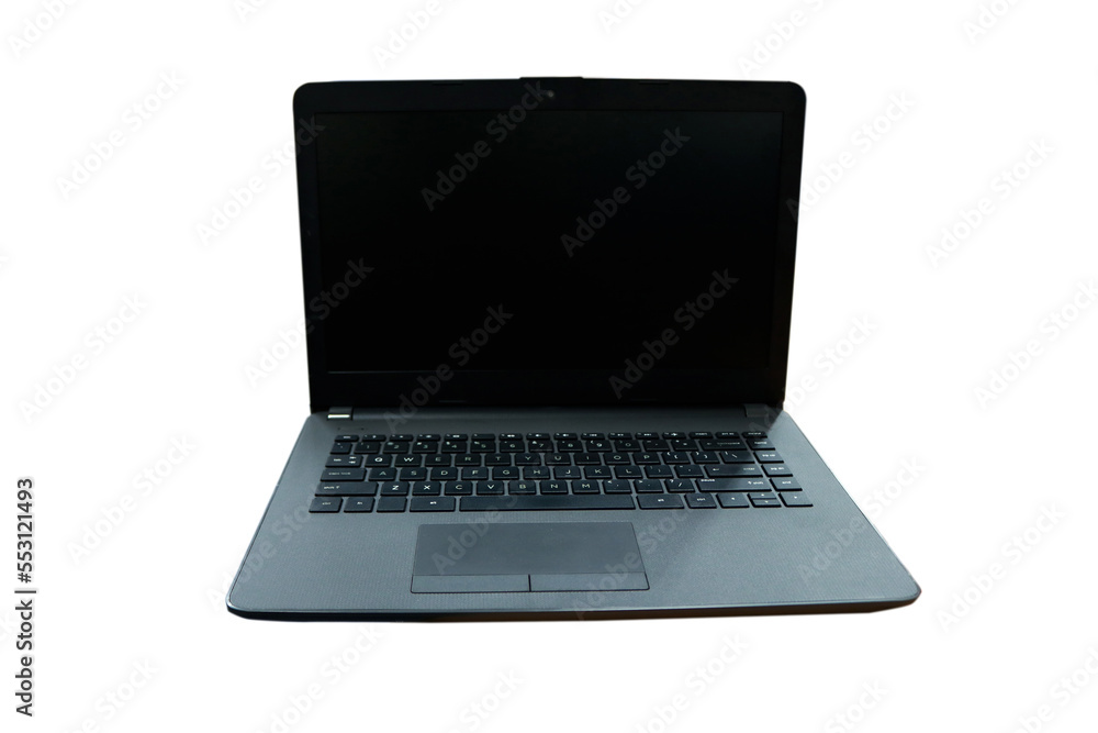 Black laptop photo with white background Black laptop photo with white background