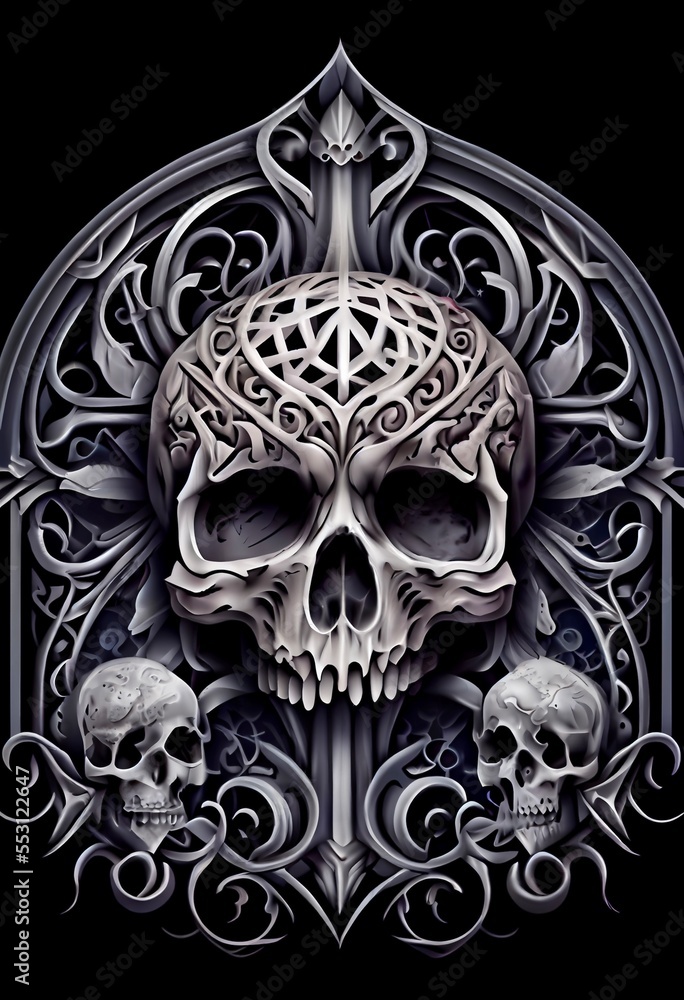 Generative AI abstract render of a human skull Generative AI abstract render of a human skull