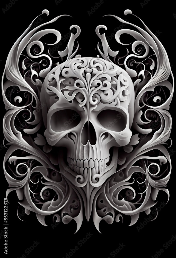 Generative AI abstract render of a human skull Generative AI abstract render of a human skull