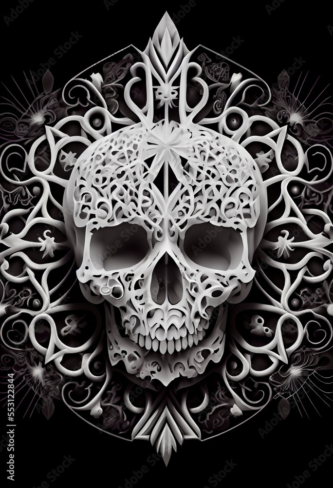 Generative AI abstract render of a human skull Generative AI abstract render of a human skull