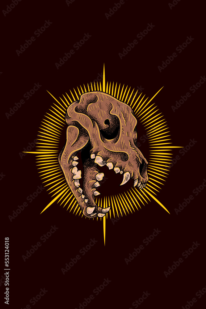 Fototapeta premium Dog head skull vector illustration