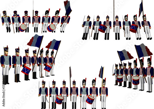 group of people white background Napoleon Soldier vector design