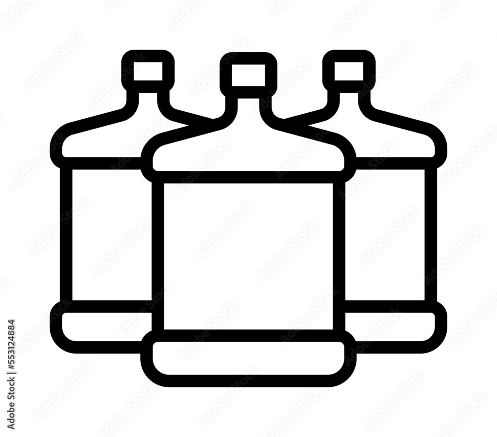 Water delivery flat line icon. Plastic bottles. Outline sign for mobile concept and web design, store. Water delivery flat line icon. Plastic bottles. Outline sign for mobile concept and web design, store.