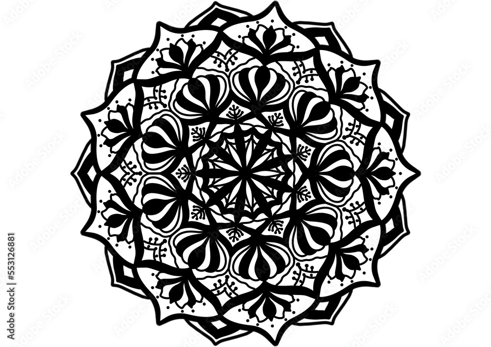 Mandala flower with black color 