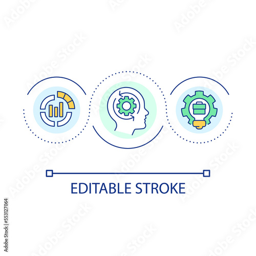 Understanding competence loop concept icon. Starting work from home. Business plan development abstract idea thin line illustration. Isolated outline drawing. Editable stroke. Arial font used
