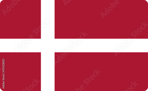 Denmark flag. Vector illustration of a national emblem, European Union country. Scandinavian nation.