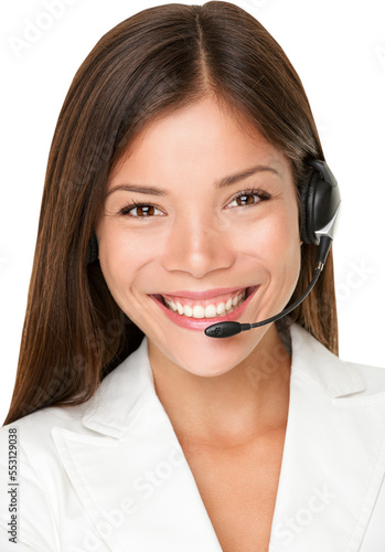 Foto Close up shot of smiling call center operator isolated cutout PNG on transparent background