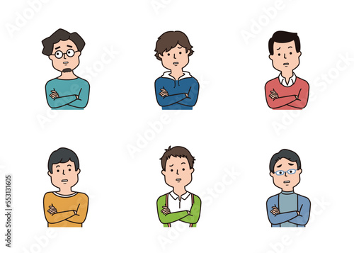 男性の表情アイコン　困った表情