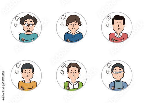 男性の表情アイコン　怒った表情
