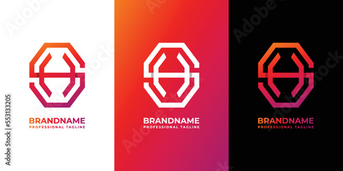 Letter SH Monogram Octagon Logo