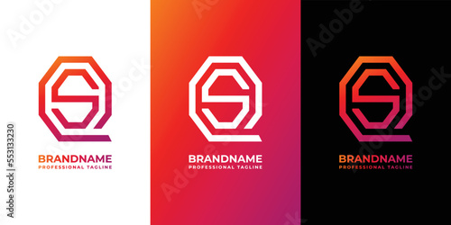Letter QS Monogram Octagon Logo