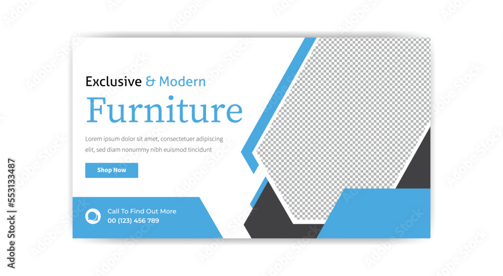 Exclusive and modern furniture sale YouTube thumbnail banner design 