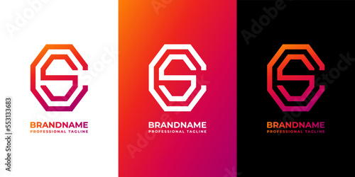 Letter CS Monogram Octagon Logo