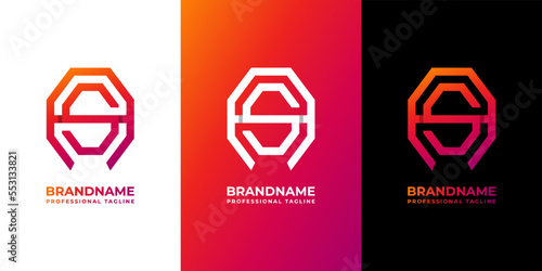 Letter AS Monogram Octagon Logo photo