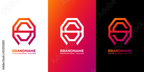 Letter AS Monogram Octagon Logo