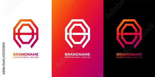 Letter AO Monogram Octagon Logo photo