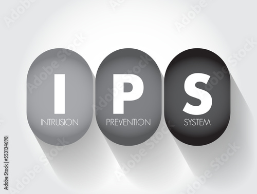 IPS - Intrusion Prevention System is a network security tool that continuously monitors a network for malicious activity, acronym, text concept background
