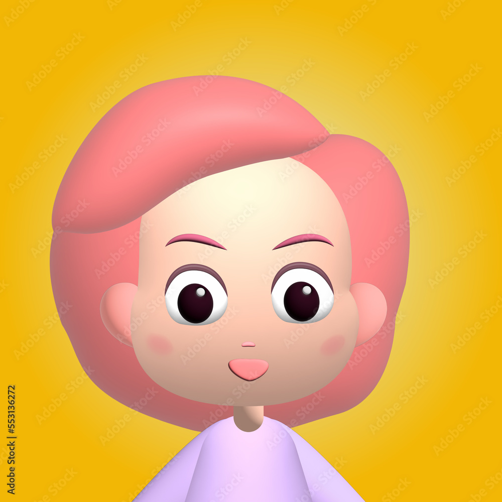 3d cute Girl character avatar. Girl portrait illustration 3d cute Girl character avatar. Girl portrait illustration