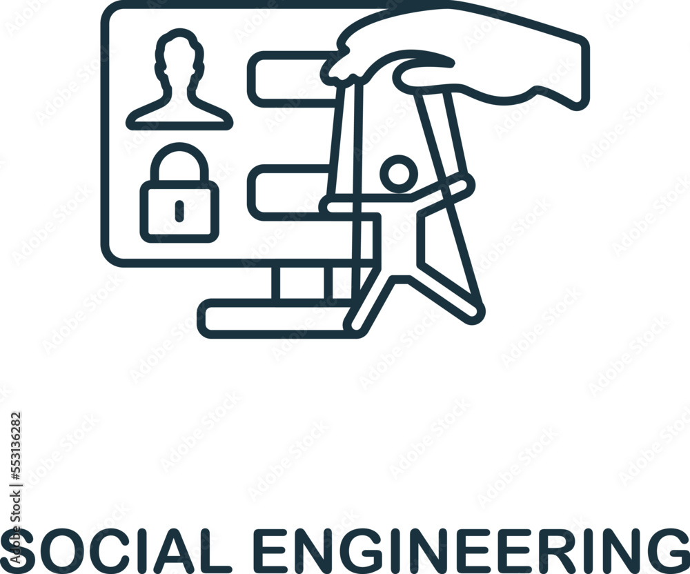 Social Engineering icon. Monochrome simple Cyber Security icon for templates, web design and infographics
