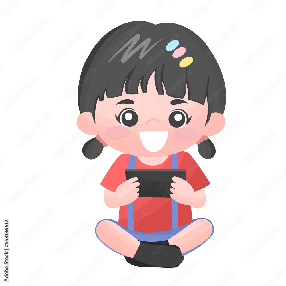 Little girl use smartphone, woman is holding phone Little girl use smartphone, woman is holding phone