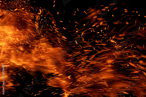 fire flame with sparks on black background