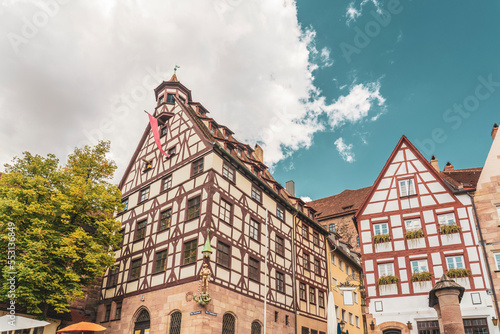 Germany, Bavaria, Nuremberg, Historic half-timbered houses