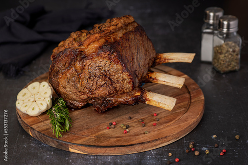 Food photography of roasted beef, steak, beefsteak, butchery, meat