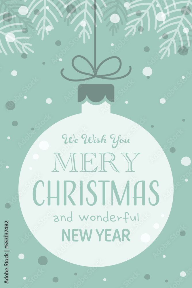 Hand drawn Christmas ball with branches - greeting card. Vector illustration Hand drawn Christmas ball with branches - greeting card. Vector illustration