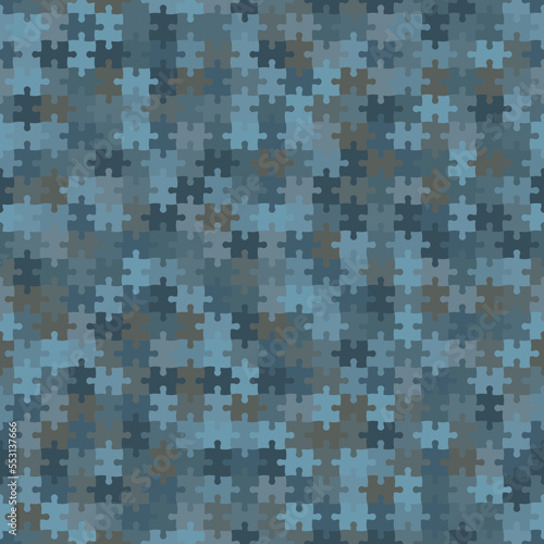 Puzzle-looking seamless camouflage muted denim blue hatched pattern © Andrew