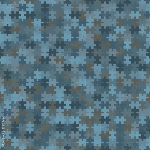 Puzzle-looking seamless camouflage muted denim blue hatched pattern