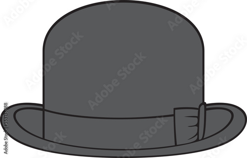 Vintage Bowler Hat Vector Illustration. Classic hat for gentleman. Retro fashion. 