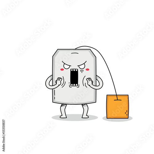 Cute shocked teabag cartoon character