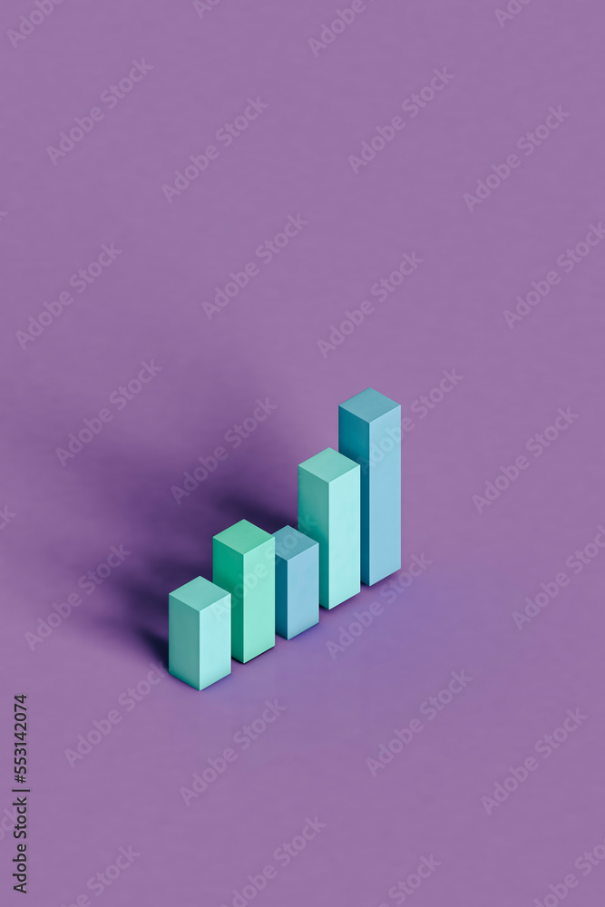 Three dimensional render of pastel colored bar graph Three dimensional render of pastel colored bar graph