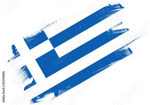Abstract paint brush textured flag of greece on white background