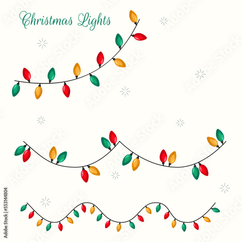 Christmas lights. Christmas tree garlands. Vector illustration in a flat style. Design elements.