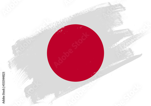 Abstract paint brush textured flag of japan on white background