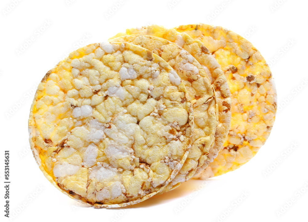Corn cakes with amaranth seeds isolated on white Corn cakes with amaranth seeds isolated on white